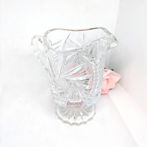 Vintage Crystal Creamer Footed Pinwheel Buzzstar Please Read Description - Picture 7 of 8
